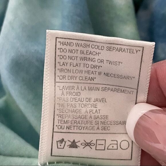 Jack. Tie Dyed Crochet Mini Dress Blue Green White Size 4 - Picture 12 of 14